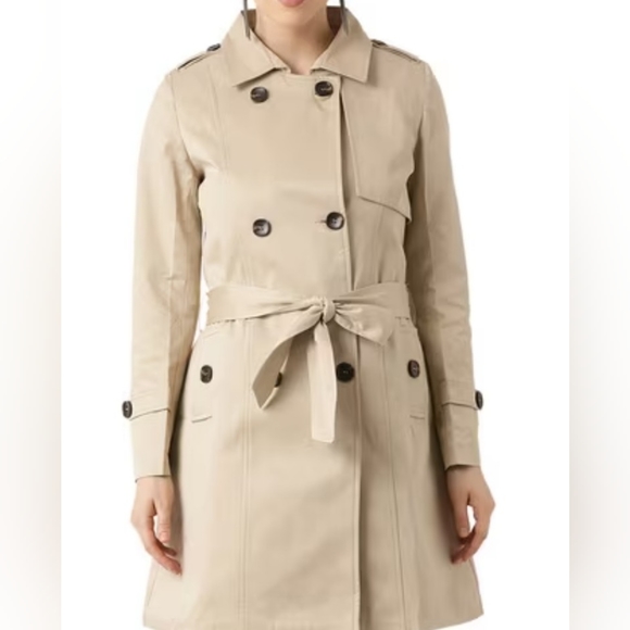 London Fog Collection Cream Button Up Jacket With Hood - Picture 2 of 15